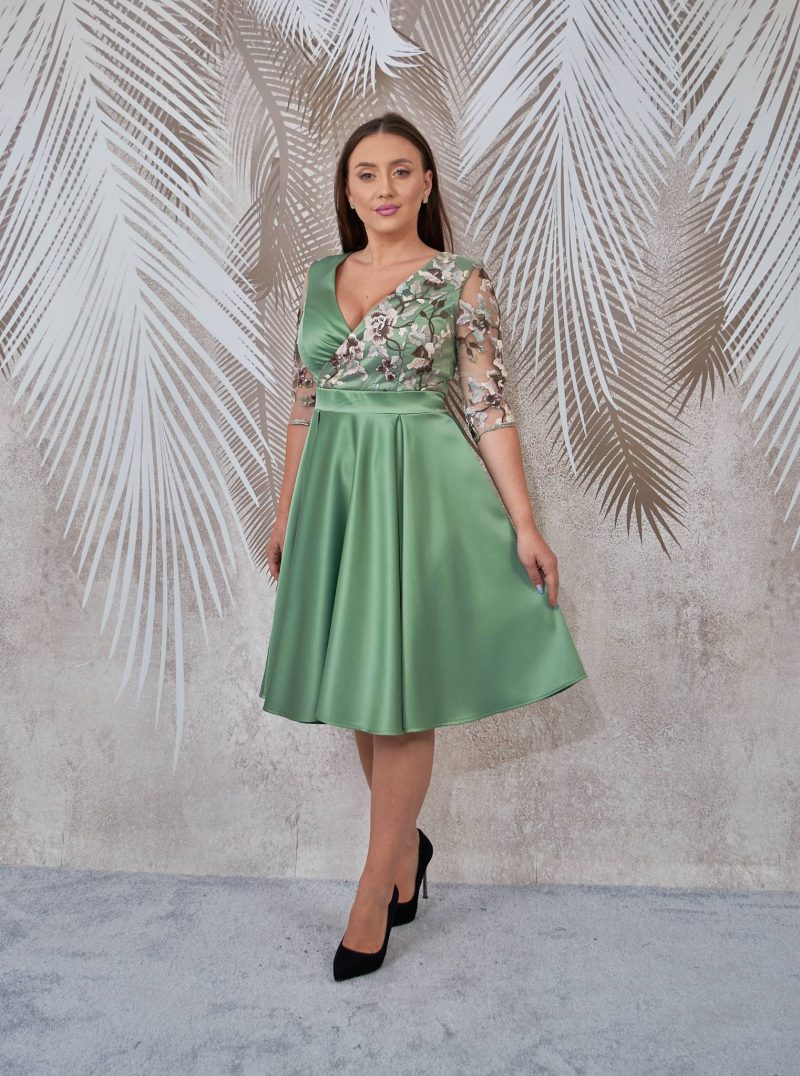 Rochia de ocazie din tafta si broderie Olivia