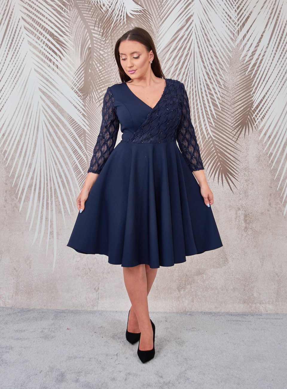 Rochie eleganta bleumarin Marina clos