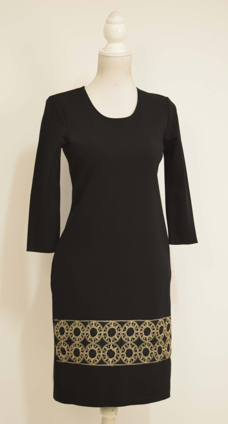 Compleu elegant negru cu broderie Teodora