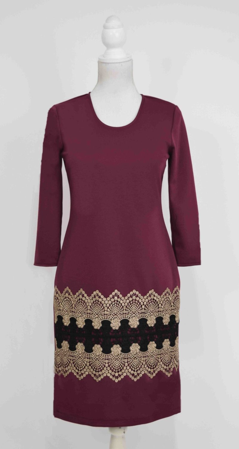 Compleu elegant visiniu cu broderie Tania