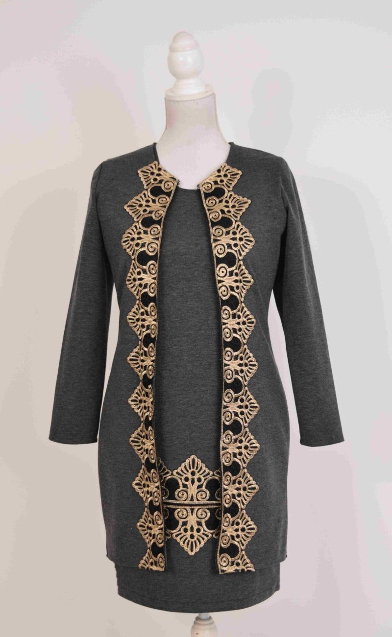 Cardigan elegant gri cu broderie Otilia