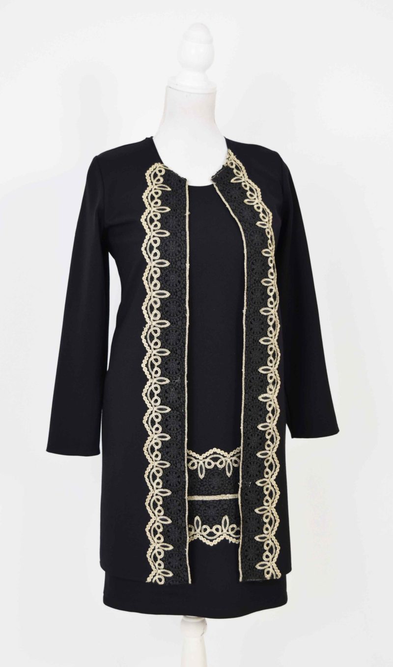 Cardigan elegant negru cu broderie Ania