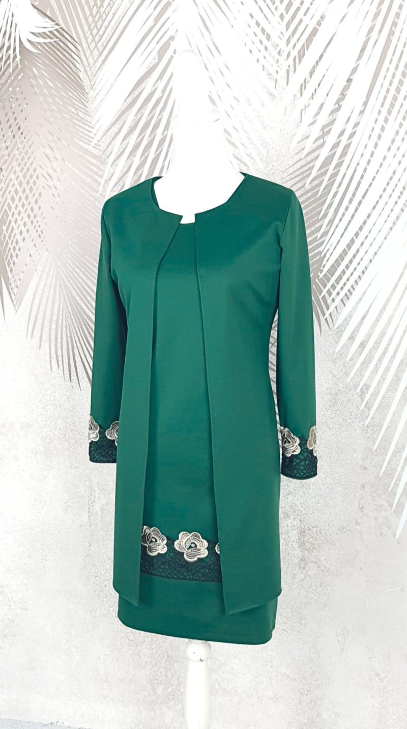 Compleu elegant verde cu broderie Melania