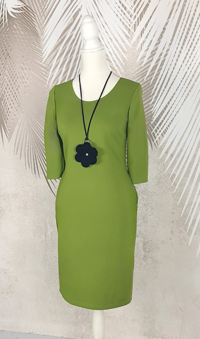 Rochie eleganta Olive Charm cu colier la gat
