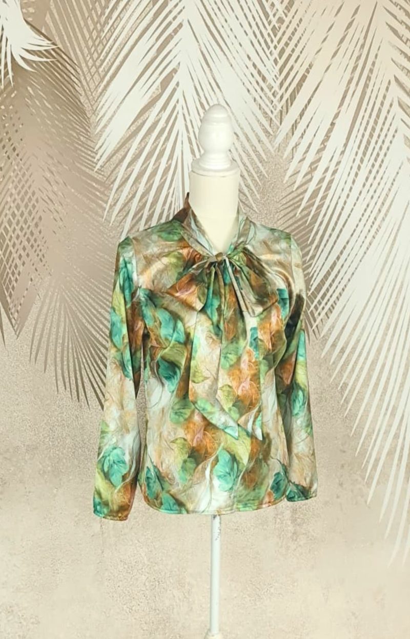 Bluza eleganta cu imprimeu si esarfa Smaranda