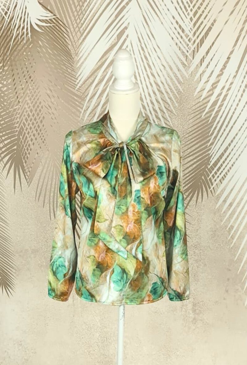 Bluza eleganta cu imprimeu si esarfa Smaranda