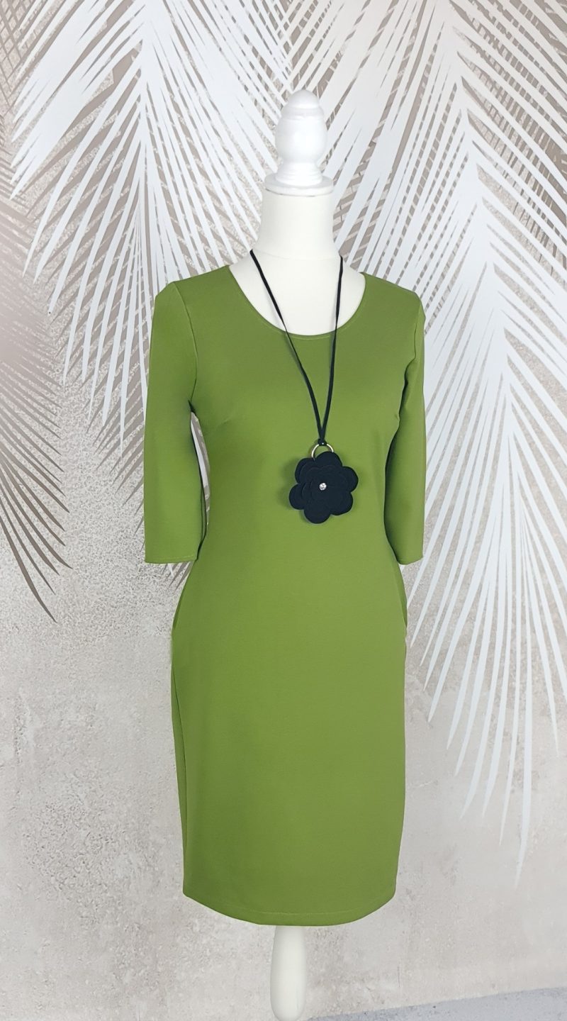 Rochie eleganta Olive Charm cu colier la gat