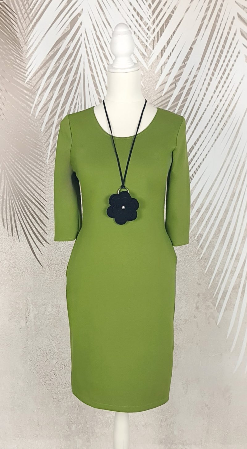 Rochie eleganta Olive Charm cu colier la gat