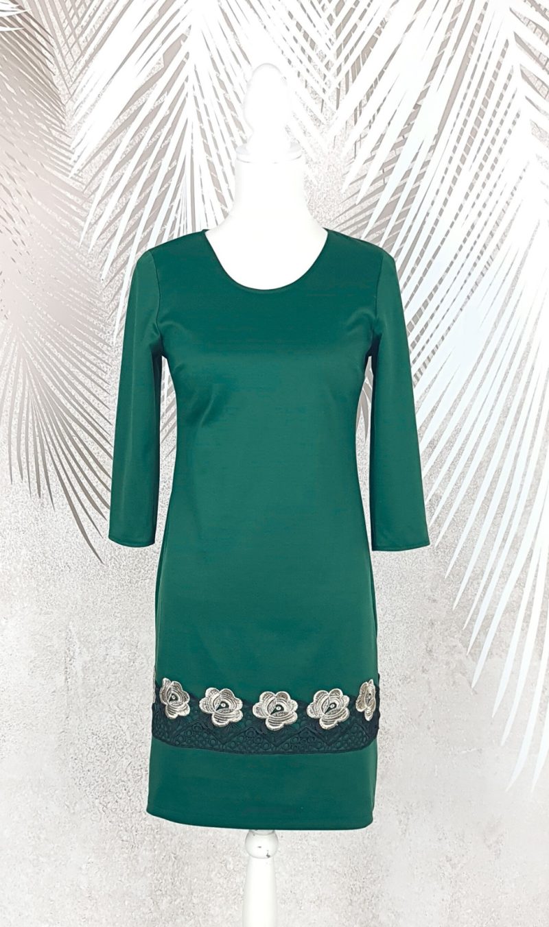 Rochie eleganta verde cu broderie Melania