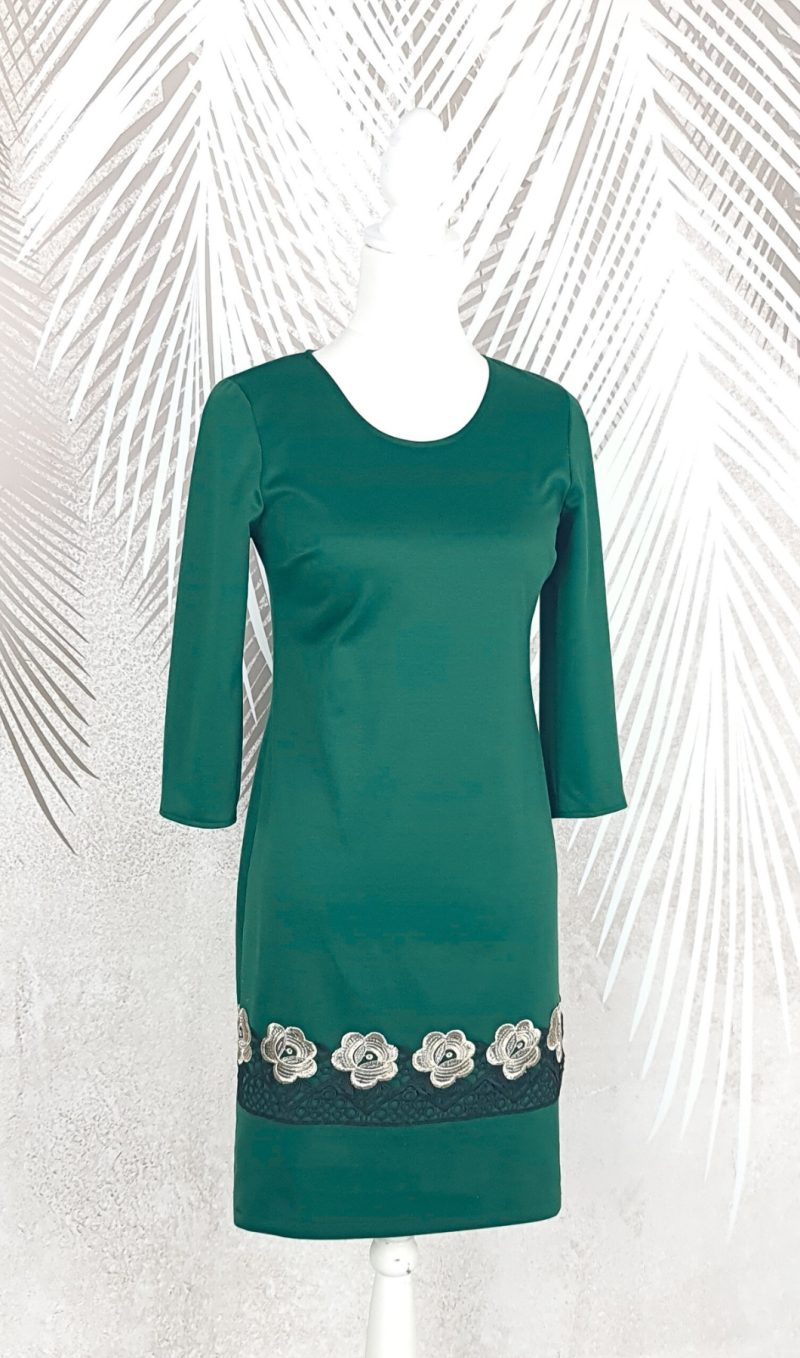 Rochie eleganta verde cu broderie Melania