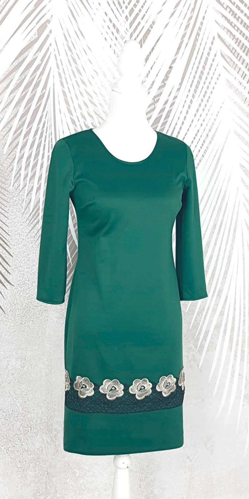 Rochie eleganta verde cu broderie Melania