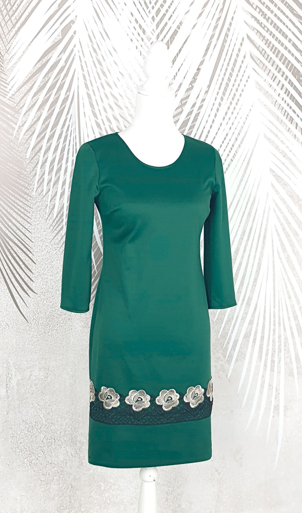Rochie eleganta verde cu broderie Melania