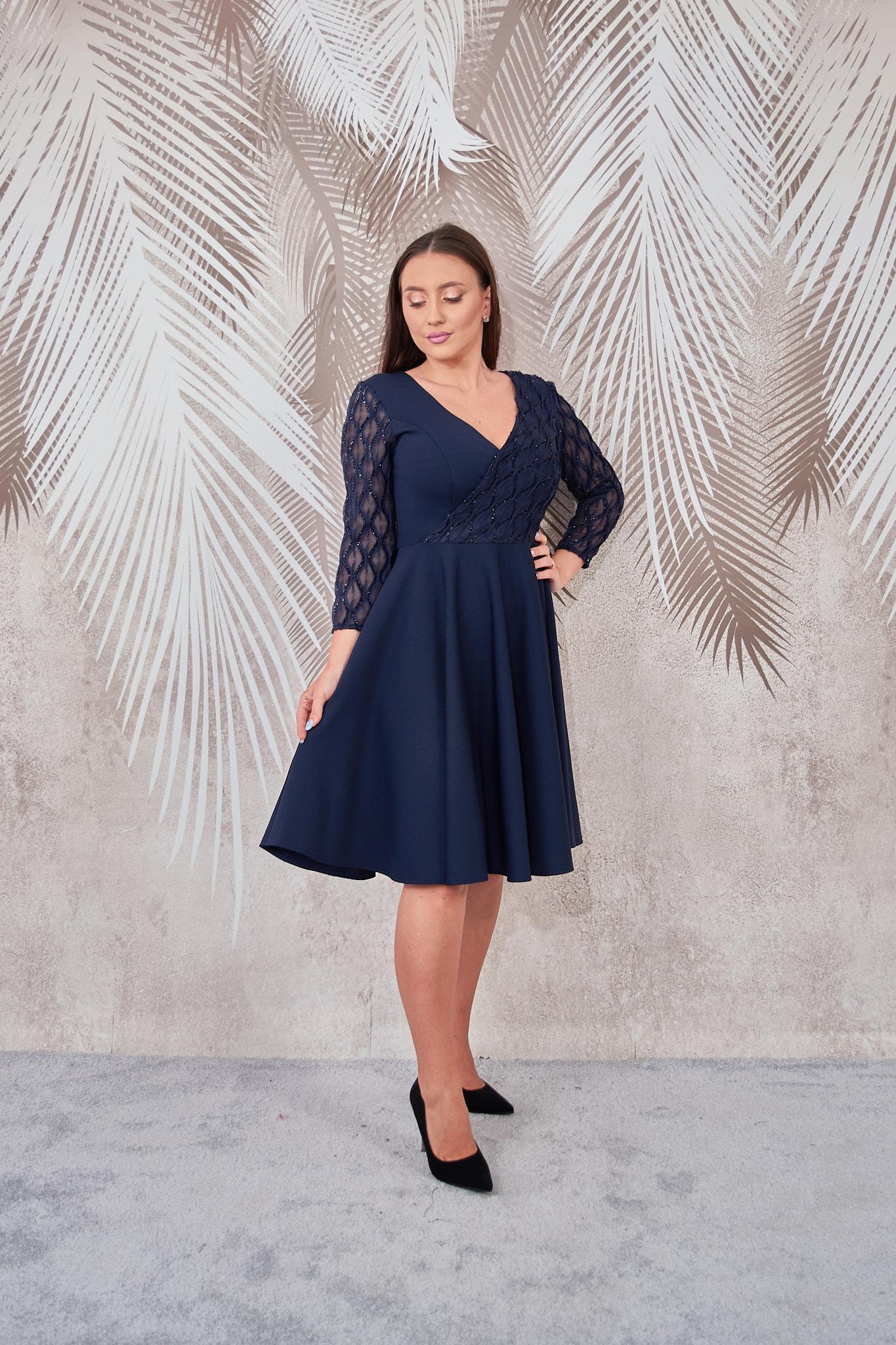 Rochie eleganta bleumarin Marina clos