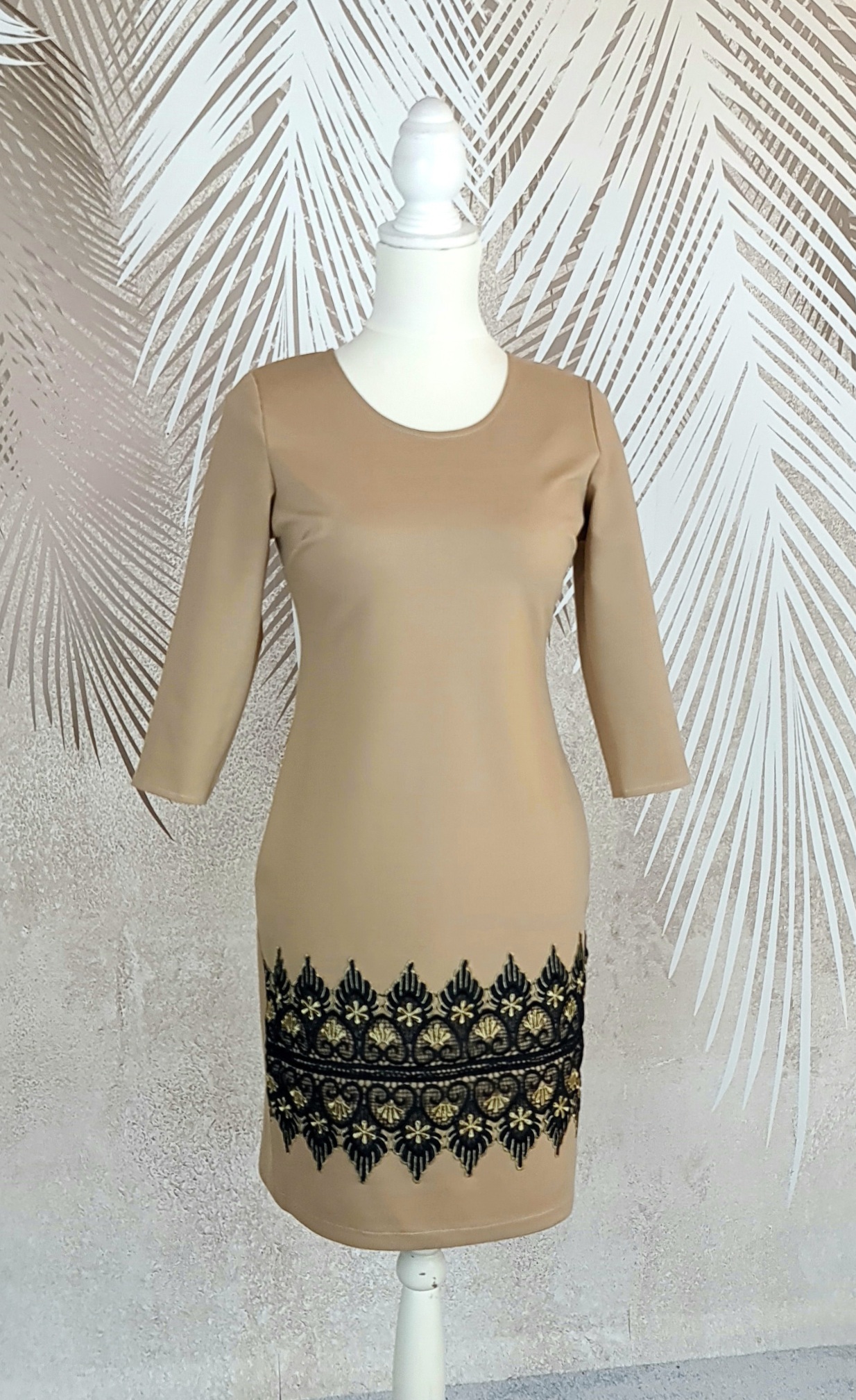 rochie mustar cu broderie Renata