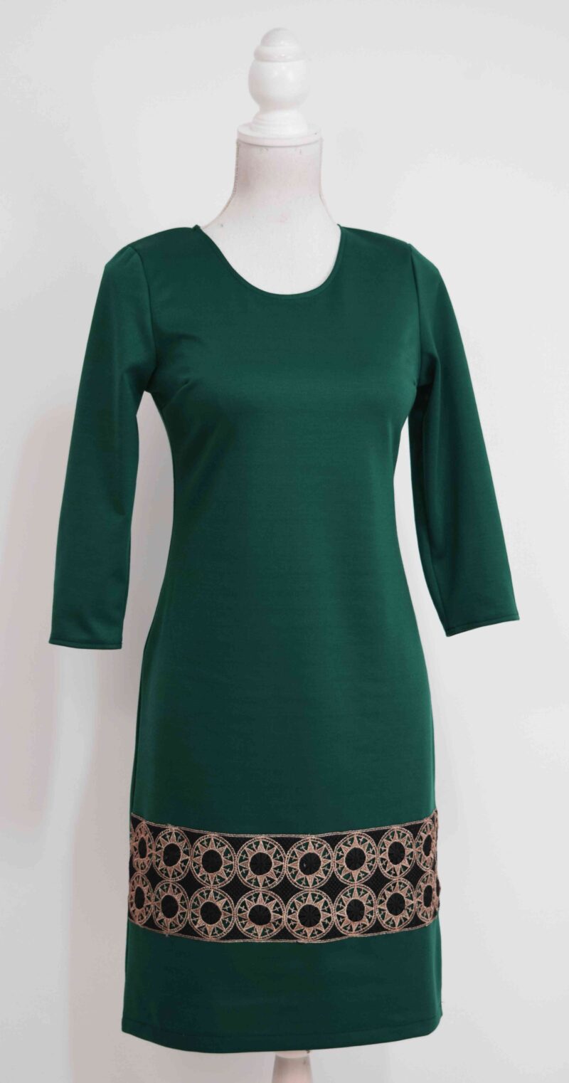 Rochie verde cu broderie Teodora