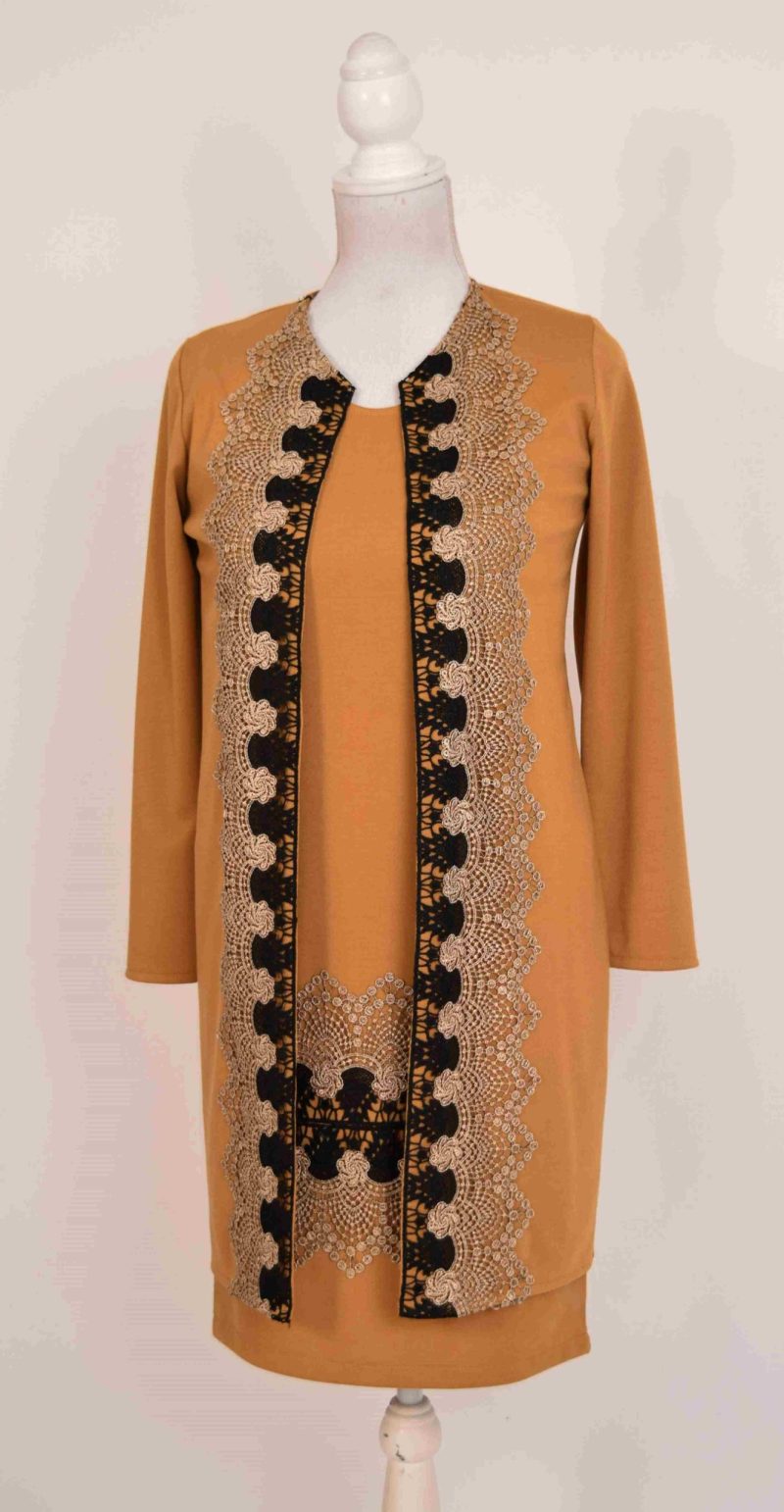 Cardigan elegant mustar cu broderie Ania