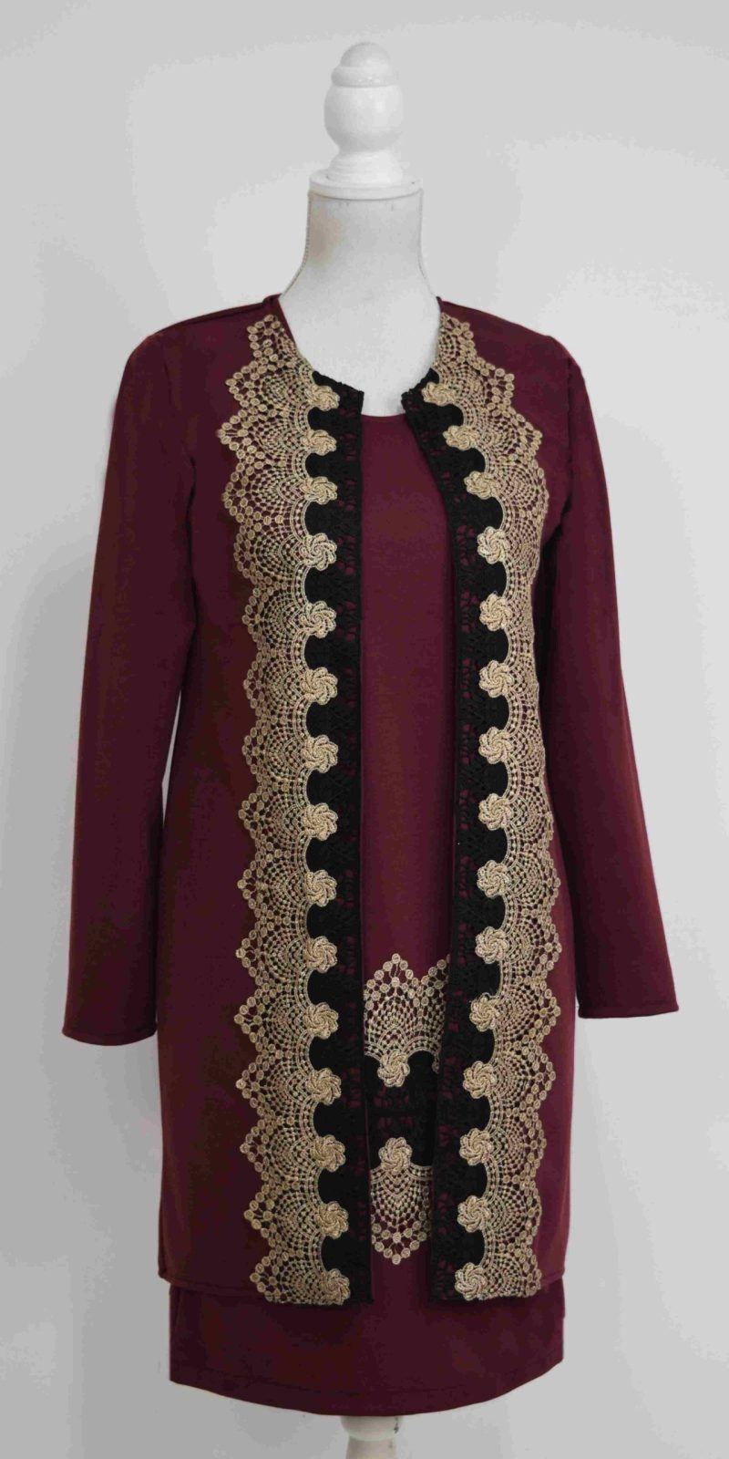 Cardigan elegant visiniu cu broderie Tania2