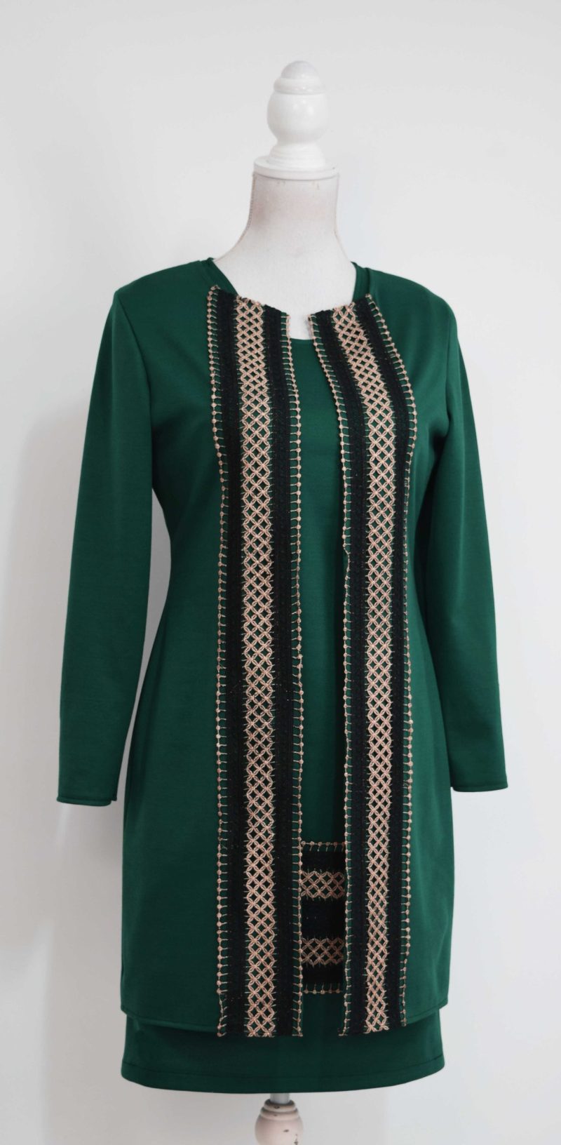 Cardigan elegant verde cu broderie Ilinca