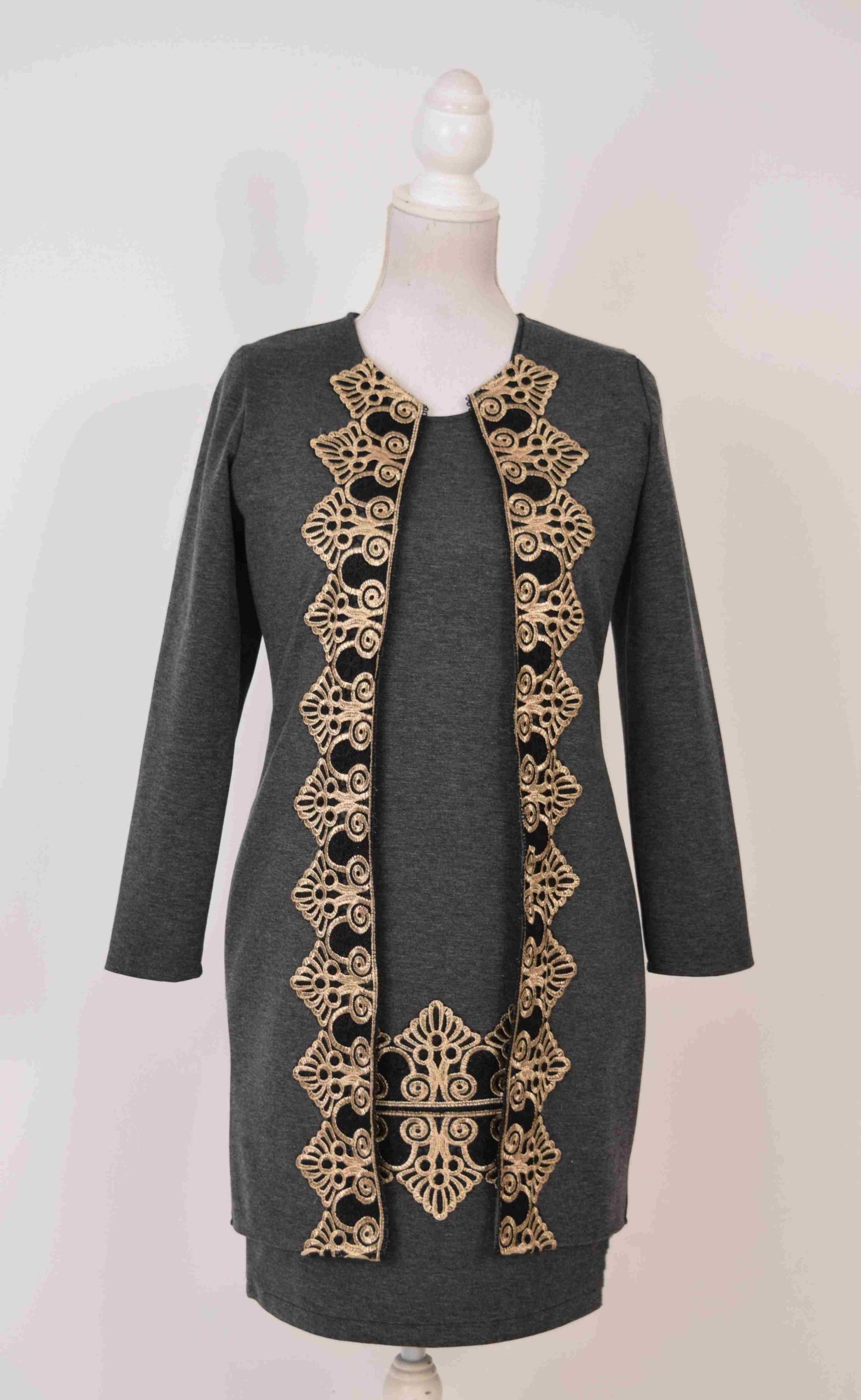 Cardigan elegant gri cu broderie Otilia - 1 | YEO