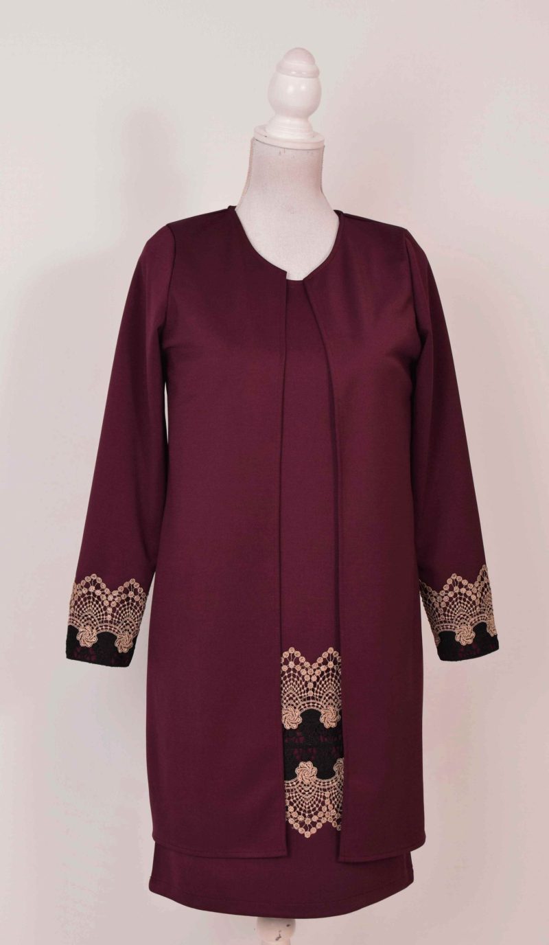 Cardigan visiniu cu broderie Tania