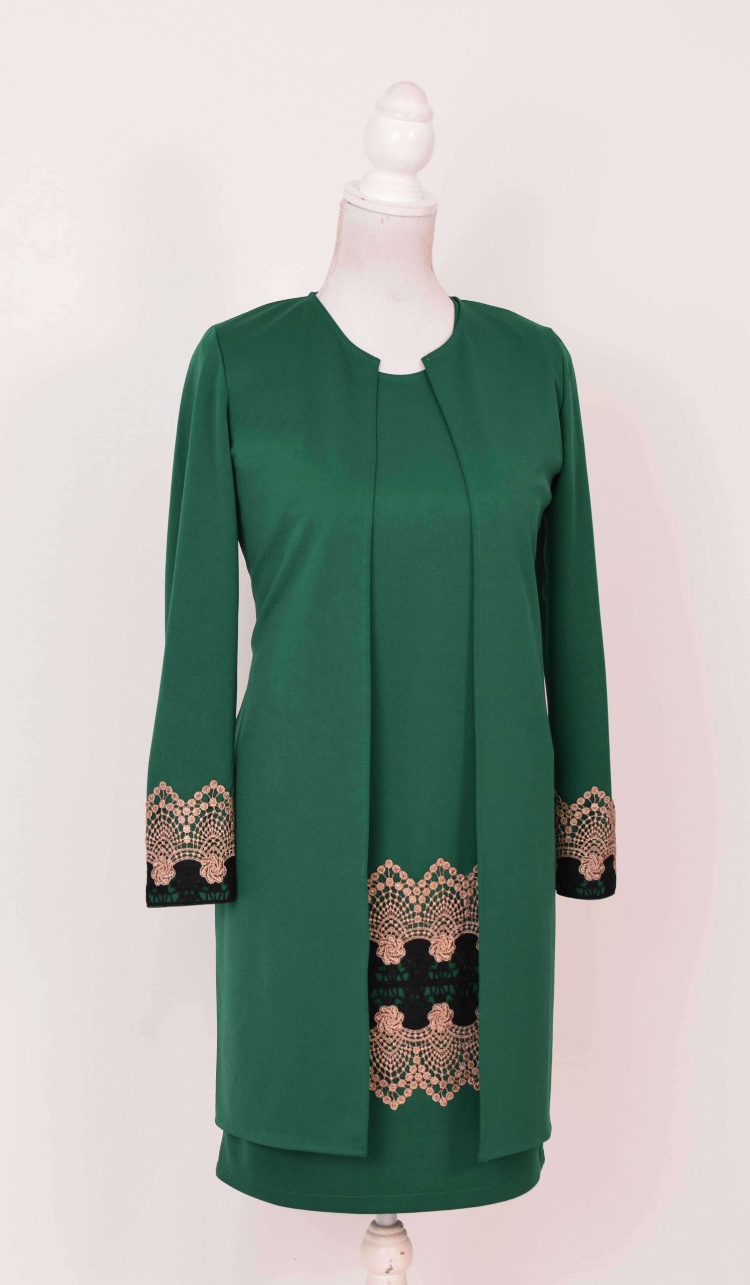 Cardigan elegant verde cu broderie Tania - 1 | YEO