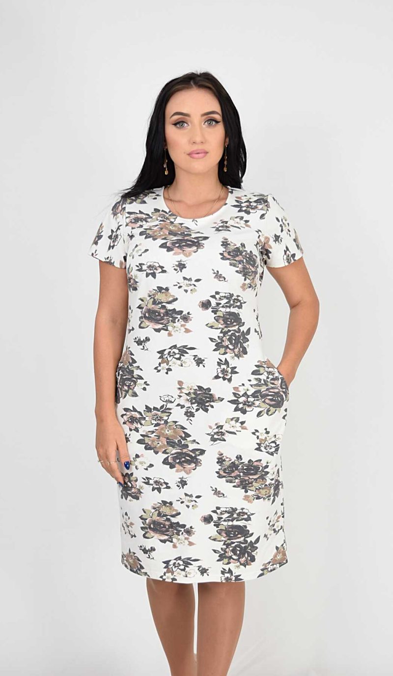 Rochie croi larg cu flori Greta