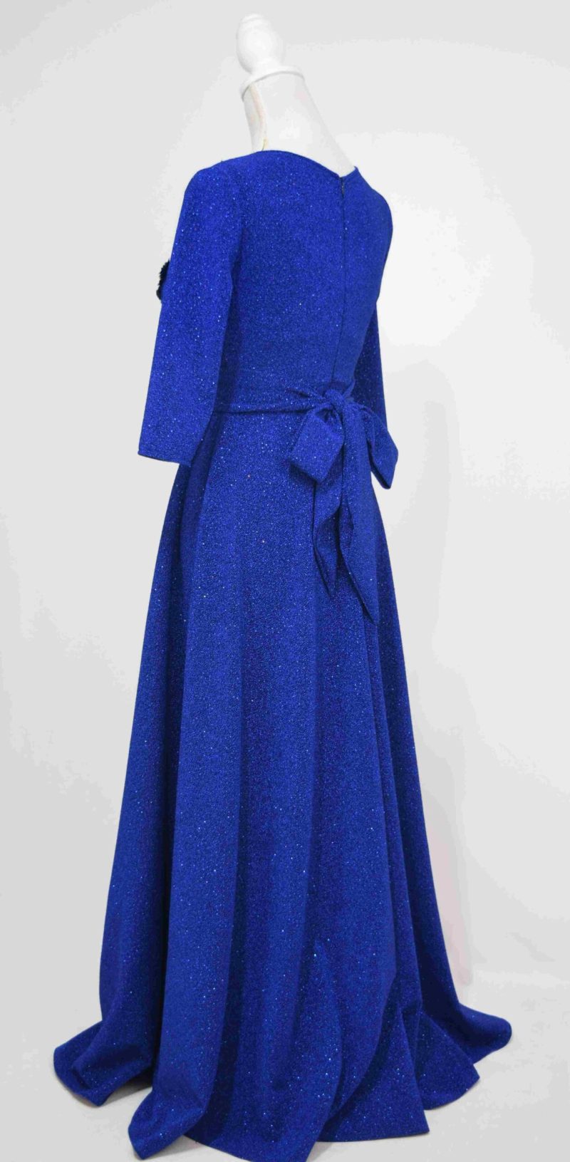 Rochie lunga din lurex albastra cu aplicatie 3D bleumarin Royal blue
