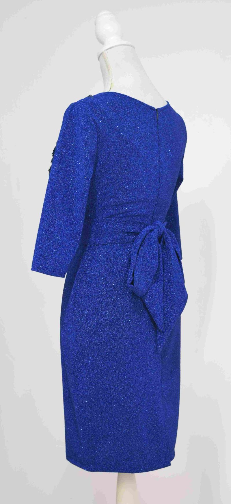 Rochie de ocazie din lurex albastra cu broderie 3D