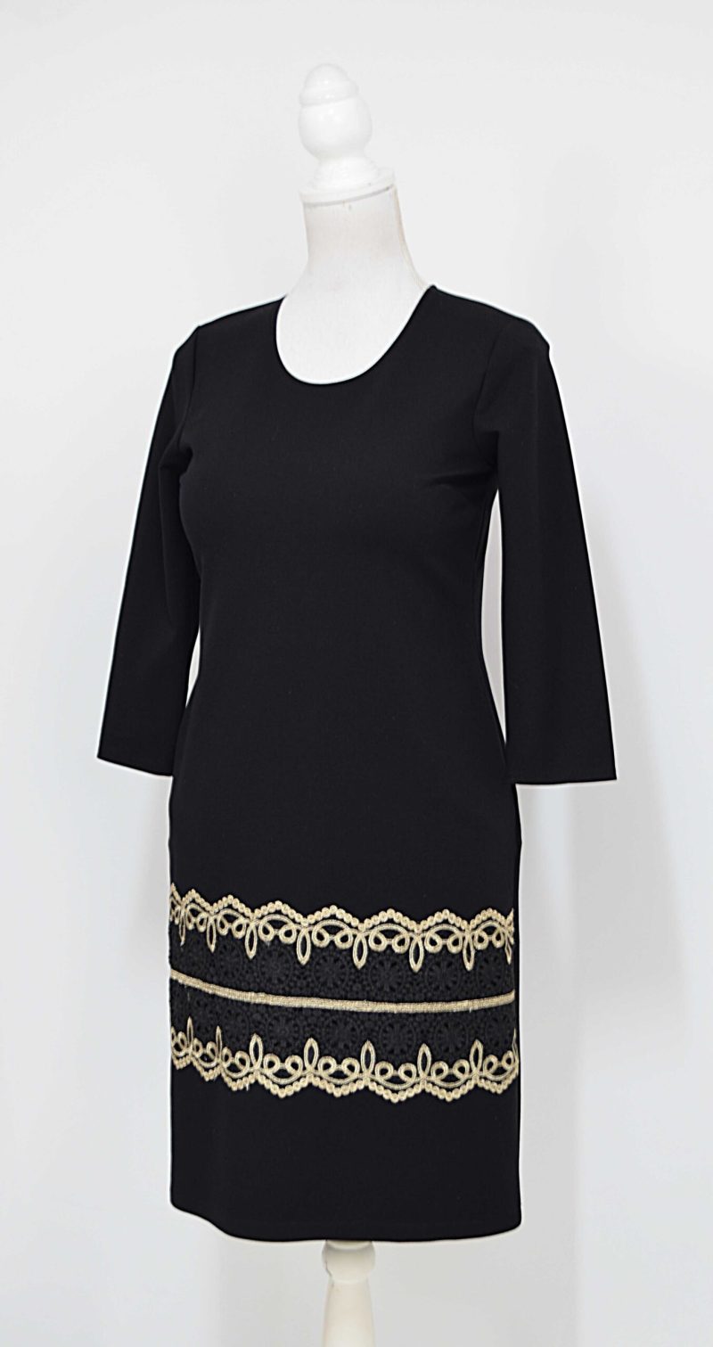 Rochie eleganta neagra cu broderie Ania