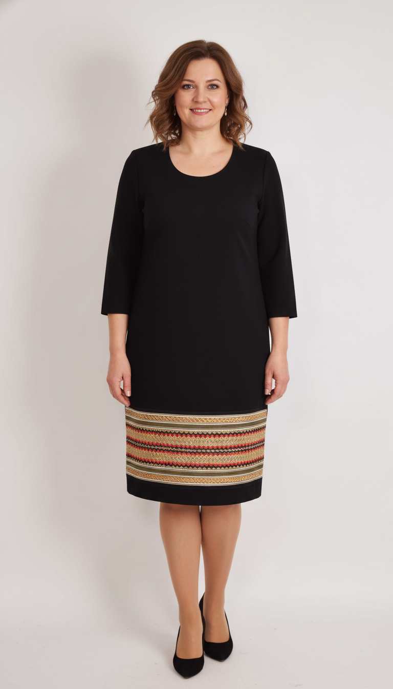 Compleu elegant negru cu broderie Gloria