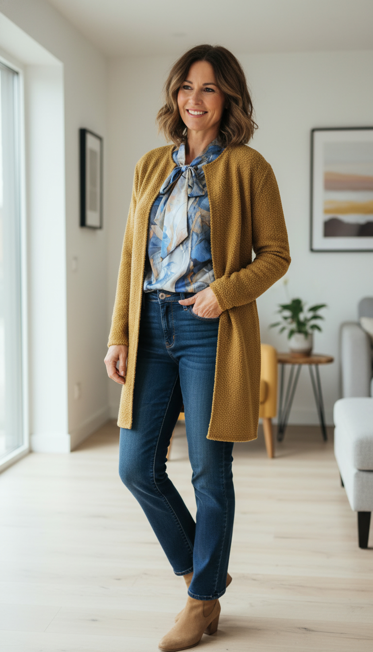 Cardigan bucle mustar