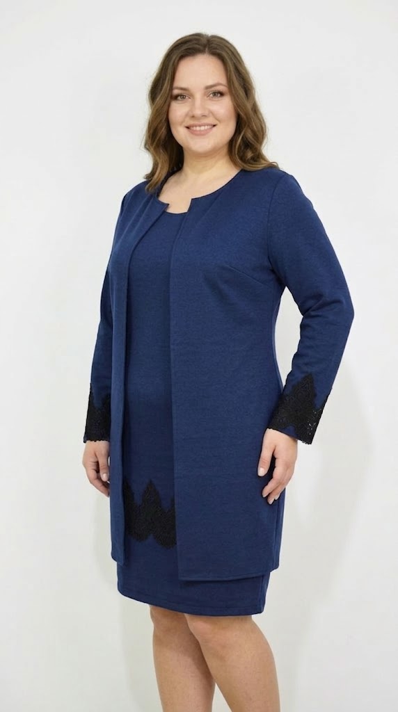 Compleu bleumarin cu broderie Nadine