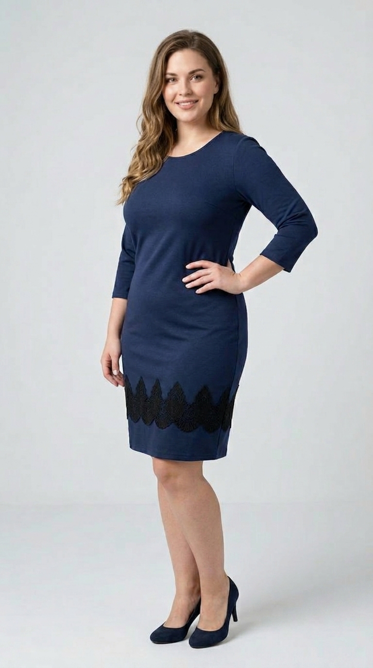 Compleu bleumarin cu broderie Nadine