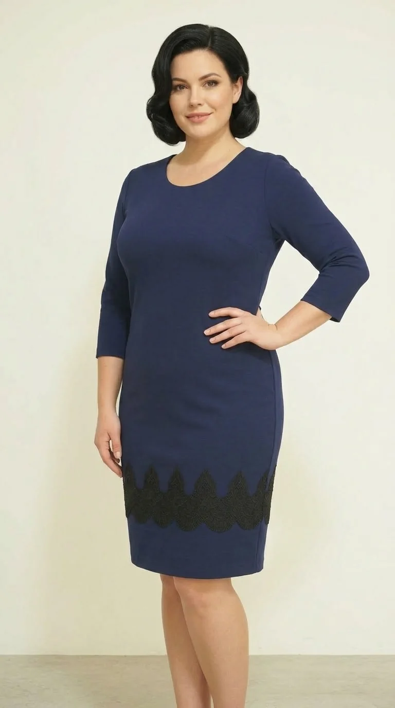 Rochie bleumarin cu broderie eleganta Petra