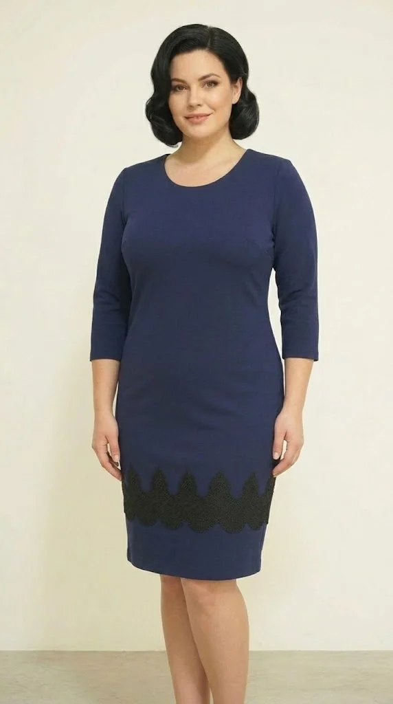 Rochie bleumarin cu broderie eleganta Petra