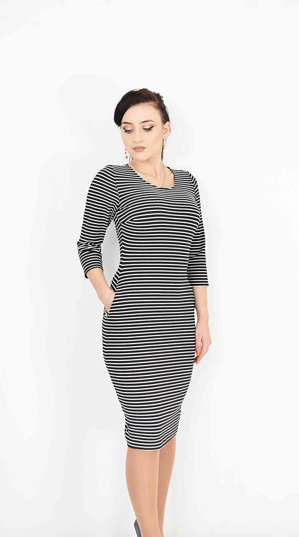 Rochie cu buzunare si dungi - 2 | YEO