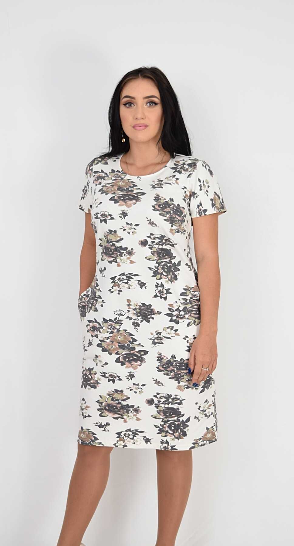 Rochie croi larg cu flori Greta - 1 | YEO