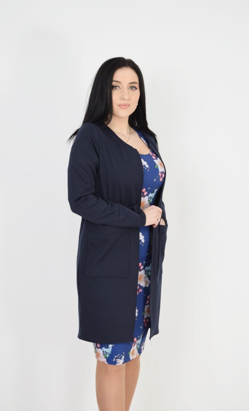 Compleu cardigan bleumarin si rochie Elisa