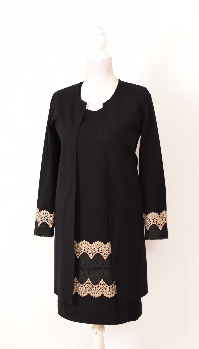 Cardigan elegant negru cu broderie Emilia