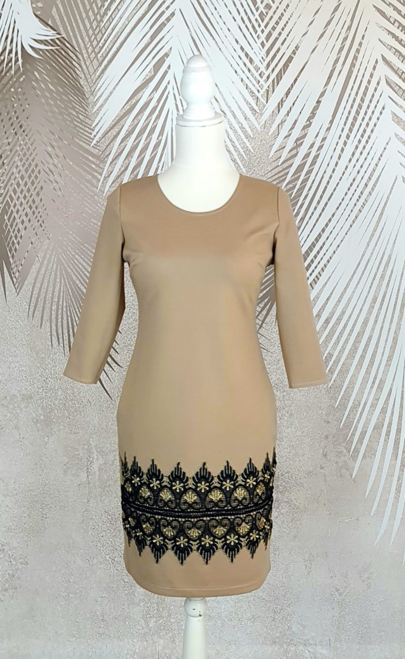 rochie mustar cu broderie Renata