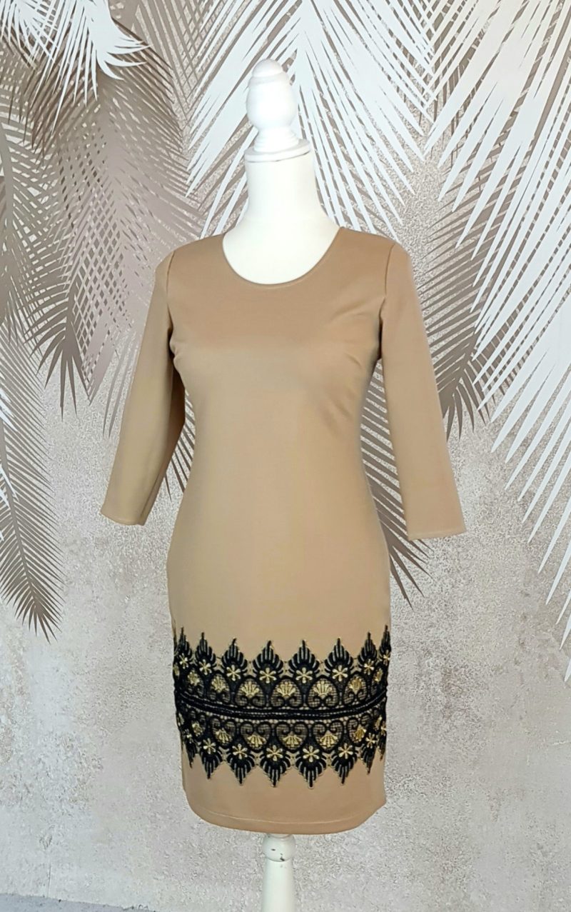 rochie mustar cu broderie Renata