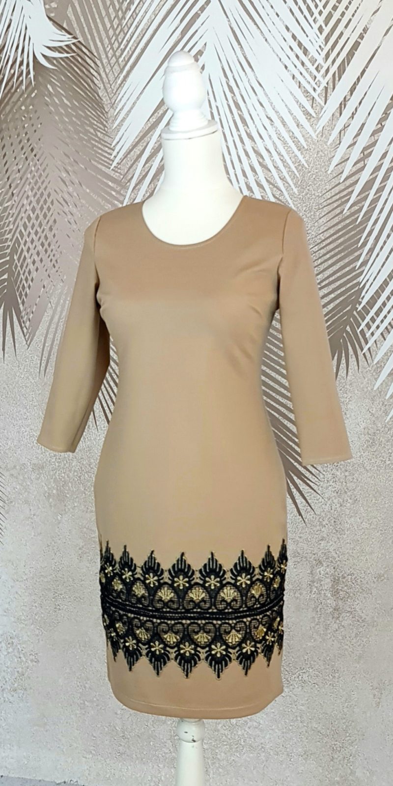 rochie mustar cu broderie Renata