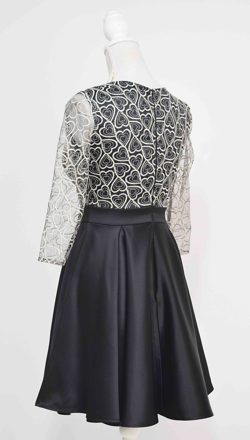 Rochie de ocazie din tafta neagra si broderie bej Stefania
