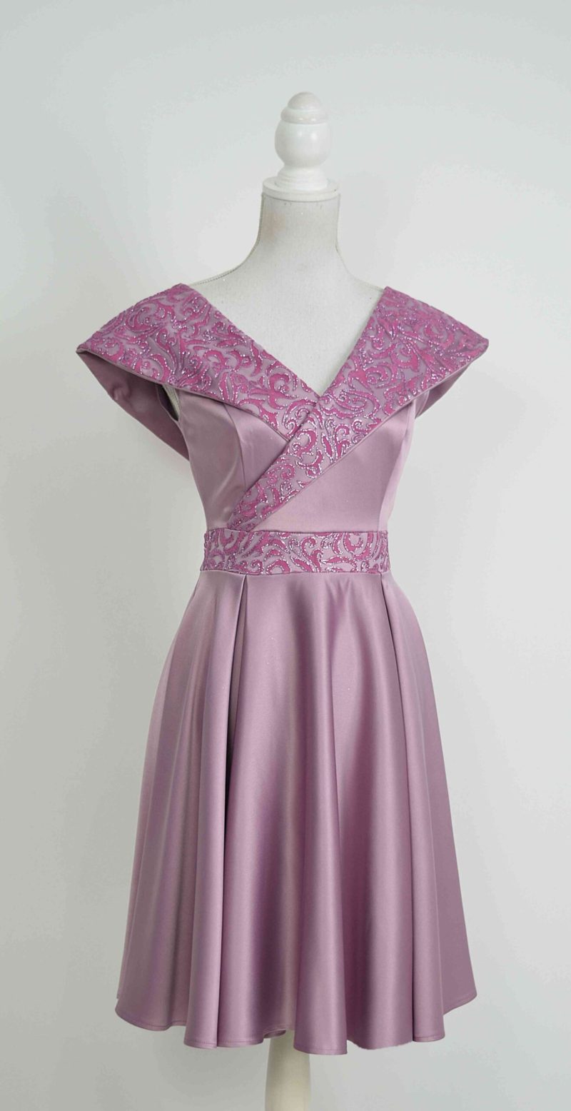 Rochie de ocazie din tafta roze-pruna Victoria