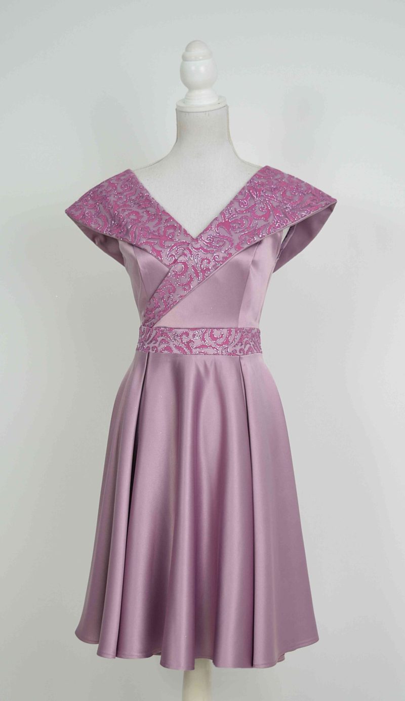 Rochie de ocazie din tafta roze-pruna Victoria