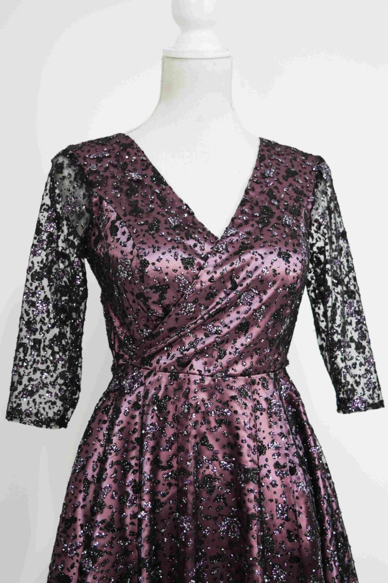 Rochie de ocazie roze cu tulle cu gliter Mussette