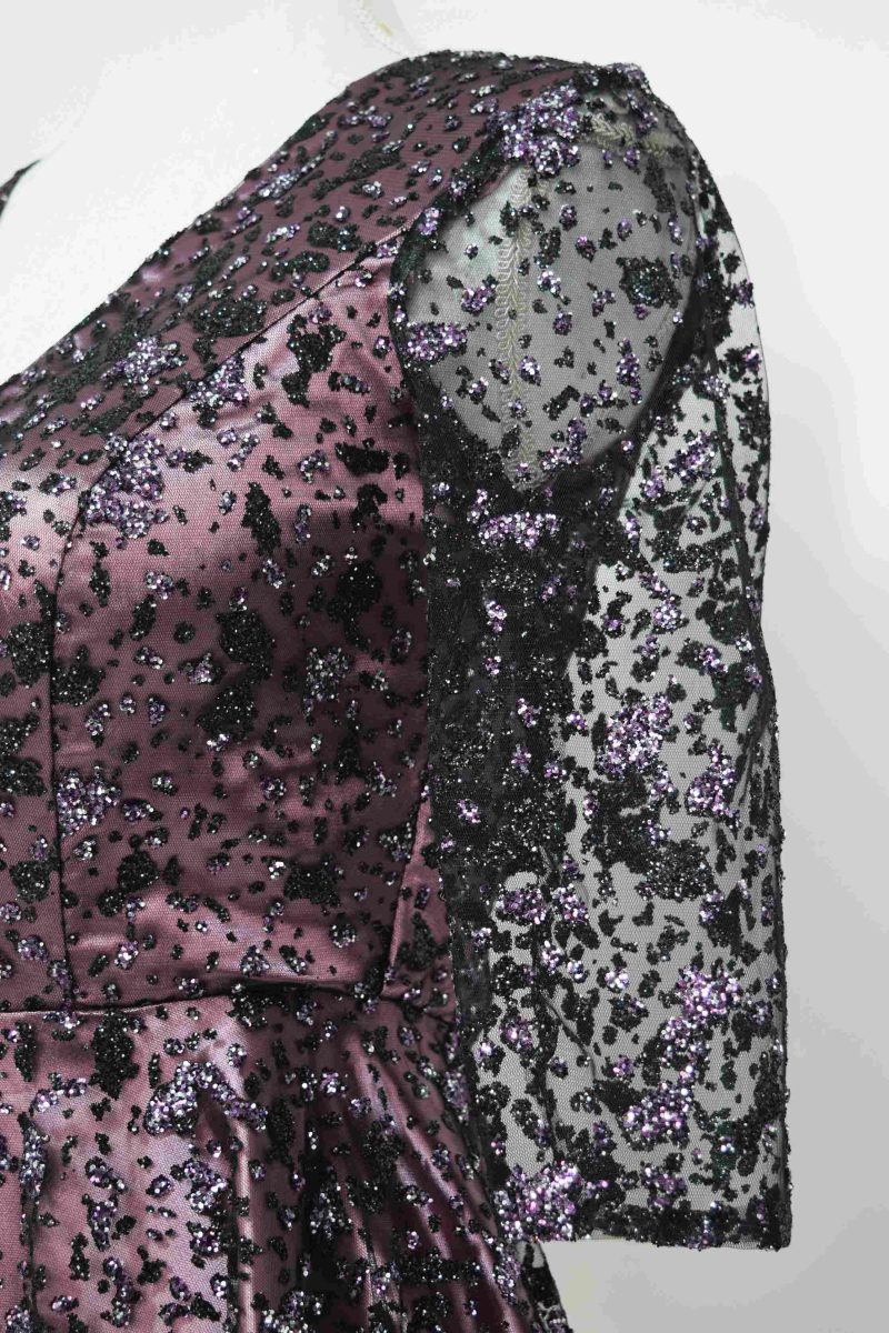 Rochie de ocazie roze cu tulle cu gliter Mussette