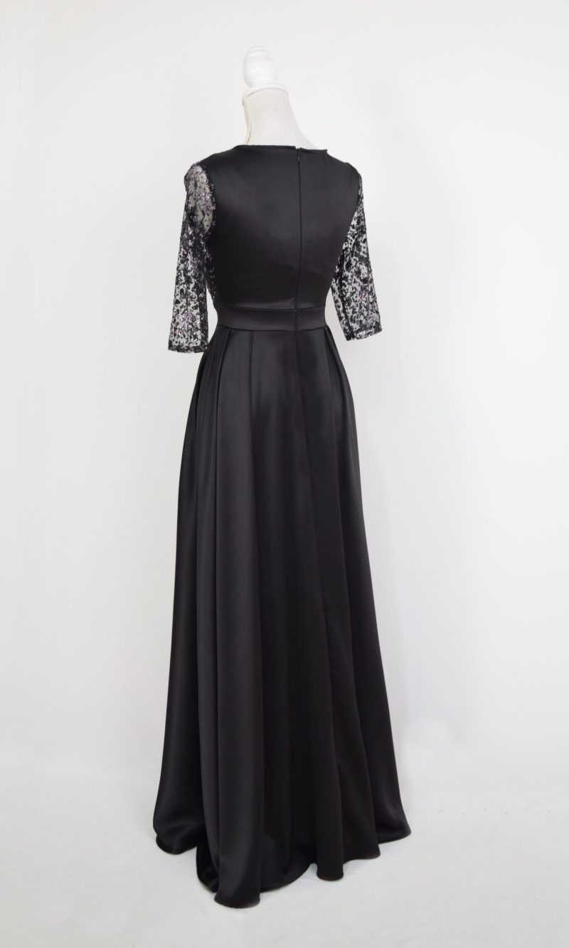 Rochie lunga din tafta cu tulle cu gliter Noelia