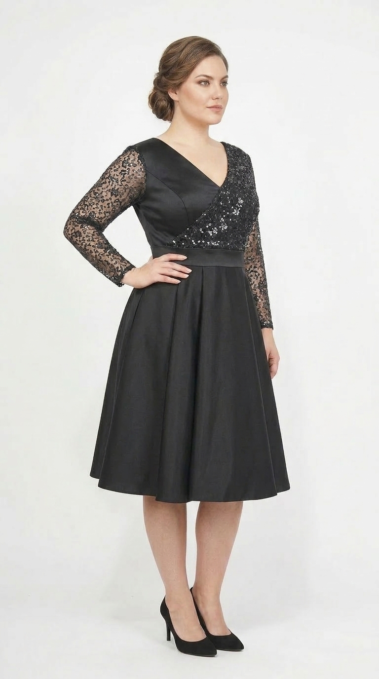 Rochie de ocazie din tafta neagra cu tulle cu gliter gri Noelia