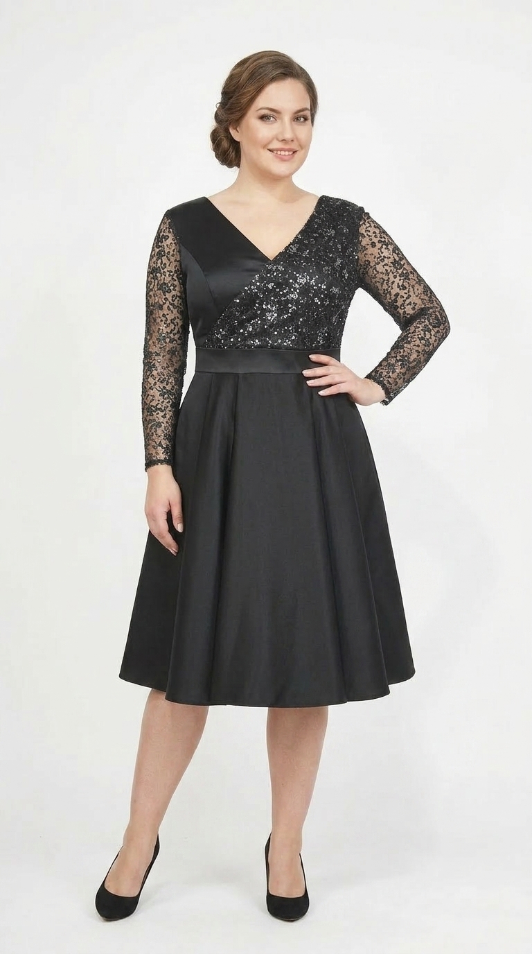 Rochie de ocazie din tafta neagra cu tulle cu gliter gri Noelia